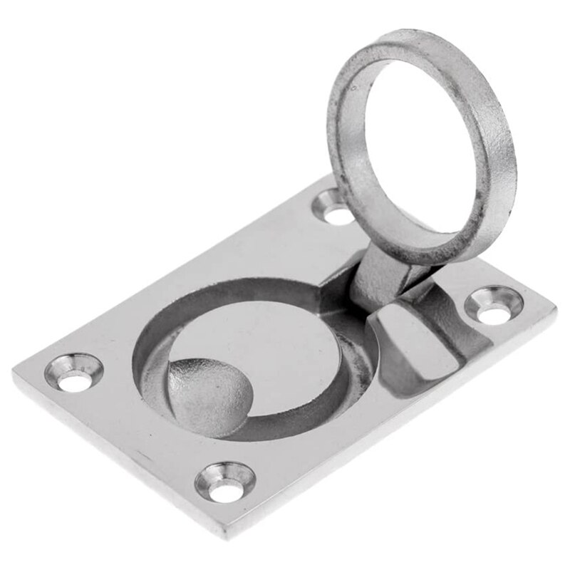 Stainless Steel Square Flush Pull Ring Handle, Built-in Furniture Handle, Marine and Yacht Accessories