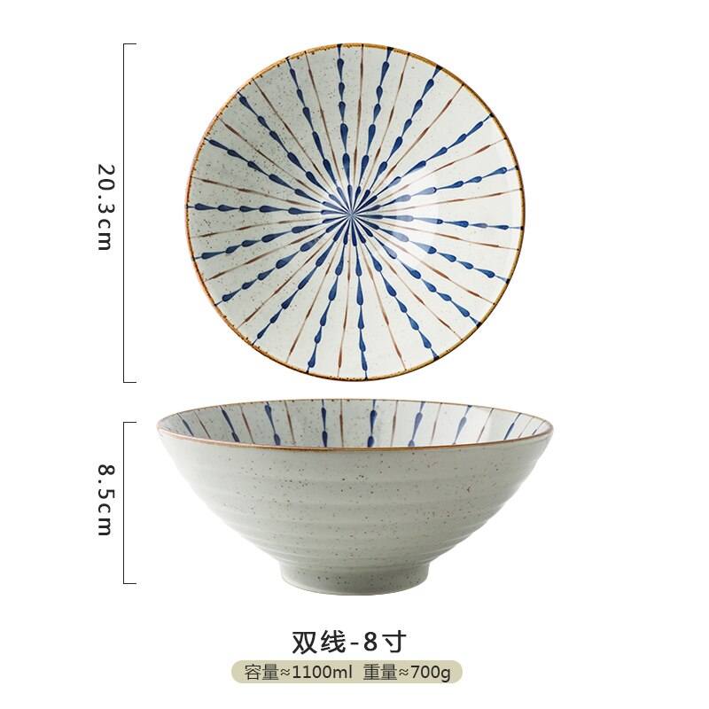 Japanse 8 Inch Creatieve Servies Commerciële Bamboe Hoed Keramische Kom, Huishoudelijke Grote Ramen, Rijst, Noedels, soepkom: B