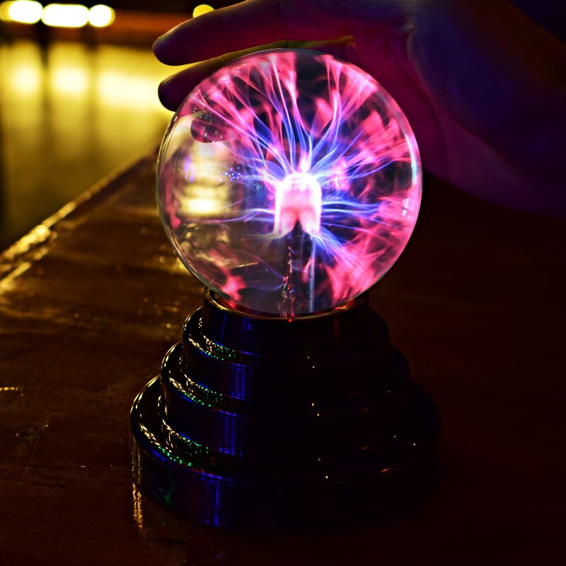 Boule de Plasma en verre Base noire sphère de foudre lumière de lampe de fête pour la décoration de fête USB