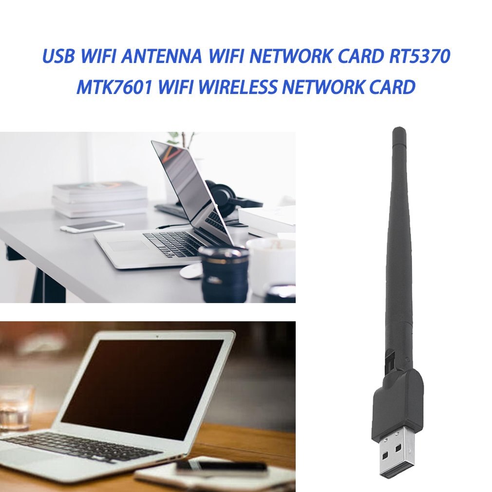 Rt5370 usb 2.0 150 mbps wifi antenne mtk 7601 trådløst netværkskort 802.11b/ g/n lan adapter med roterbar antenne
