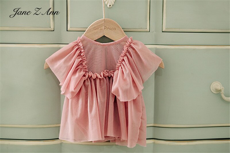 Jane Z Ann été Lotus élastique rose robe avec chapeau bébé gilr photos tir vêtements -né/1 an photographie accessoires