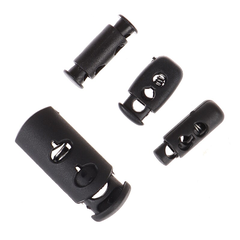 Multi Style Black Push Cord Lock Spring Clasp Plastic Stoppers Ends Toggles Clip For Apparel Bungee Elastic Rope Parts 10pcs