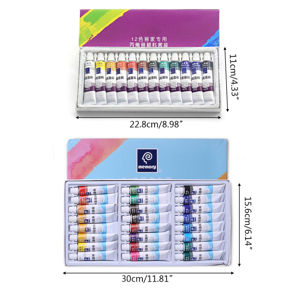 12ml 12/24 farver akrylmaling sæt håndmalet væg maling rør kunstner tegne maleri pigment