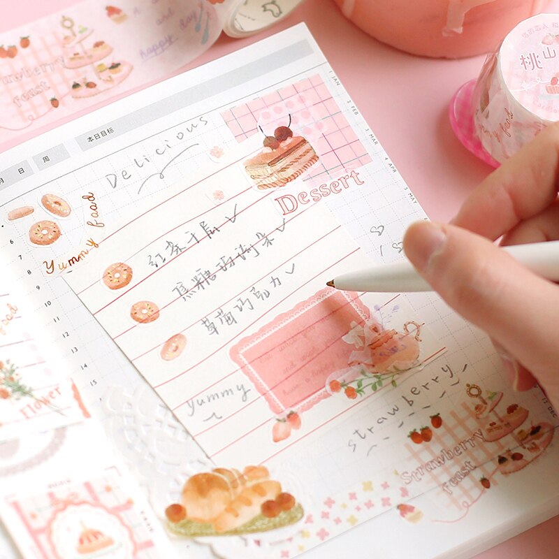 1Pcs Middag Tijd Serie Decoratie Washi Tapes Leuke Desserts Masking Tape Creatieve Scrapbooking Koreaanse Briefpapier Stickers