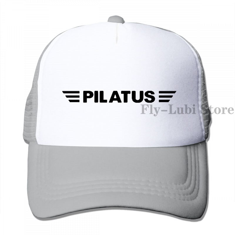 Pilatus-gorra de béisbol de aviación para hombre y mujer, gorro de camionero ajustable a la: 3-Gray