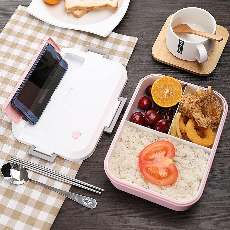 TUUTH Microwave Heating Lunch Box Phone Stand Bento Box Dinner Food Container Box for Kids School Picnic Office Workers