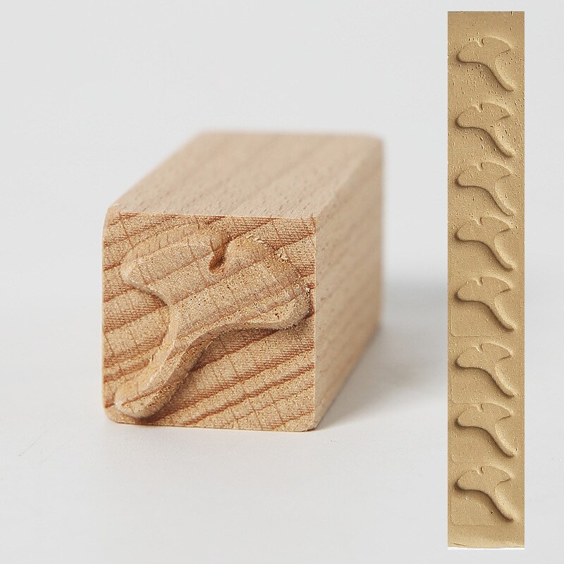 Wooden Stamps Hand Carved For Printing DIY Clay Pottery Printing Blocks Fish Bone / Squirrel / Flower / Deer Clay Tools: 13