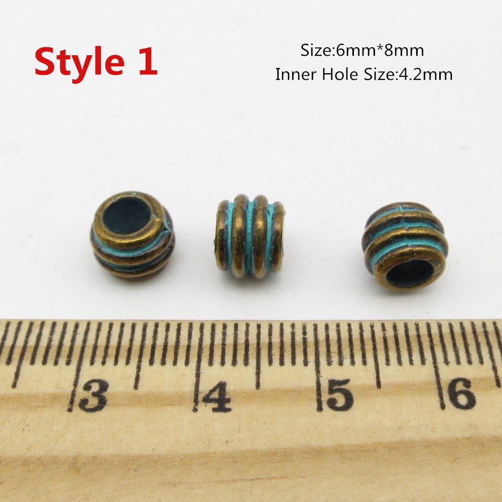 Runa pequeña trenzada de pelo vikinga para hombre y mujer, anillos de cuentas rastas para Barba, accesorios de tubo, color bronce verde, 10-20 Uds.