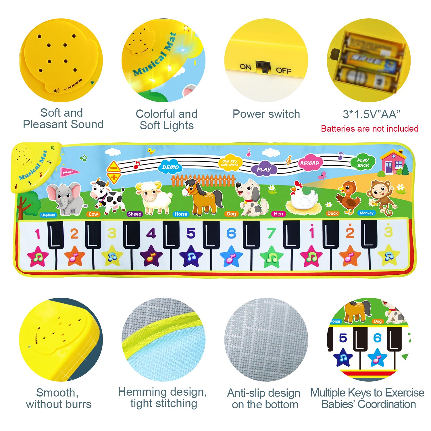 Toetsenbord Muziek Mat Playmat Educatief Musical Tapijt Multifunctionele Kinderen Piano Tapijt Baby Kruipen Mat Voor Kids Peuters