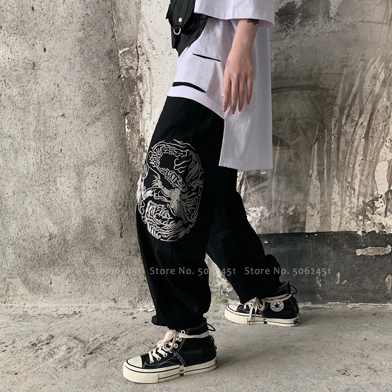 Pantalones de harén estilo japonés Harajuku traje chino Tang Hip Hop talla grande Streetwear pantalones de pierna ancha ropa gótica asiática