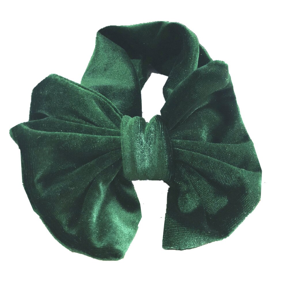Peuter kinderen babymeisje gouden fluwelen hoofdband effen stof strik tulband knoop hoofdband haarband stretch meisjes hoofdbanden 3-12m: Diepgroen