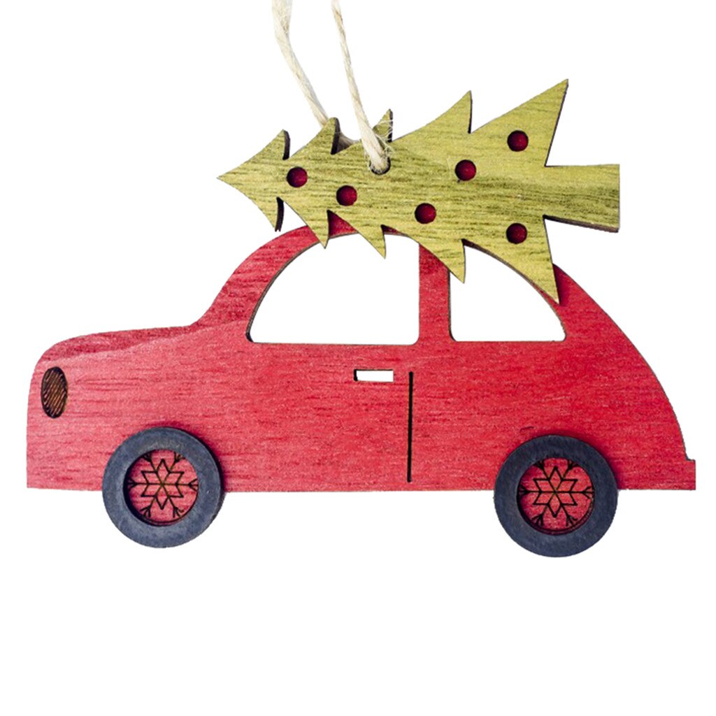Ciondolo natalizio in legno dipinto per auto albero di natale creativo ornamenti a goccia vetrina decorazioni per feste di natale Navidad: Red 