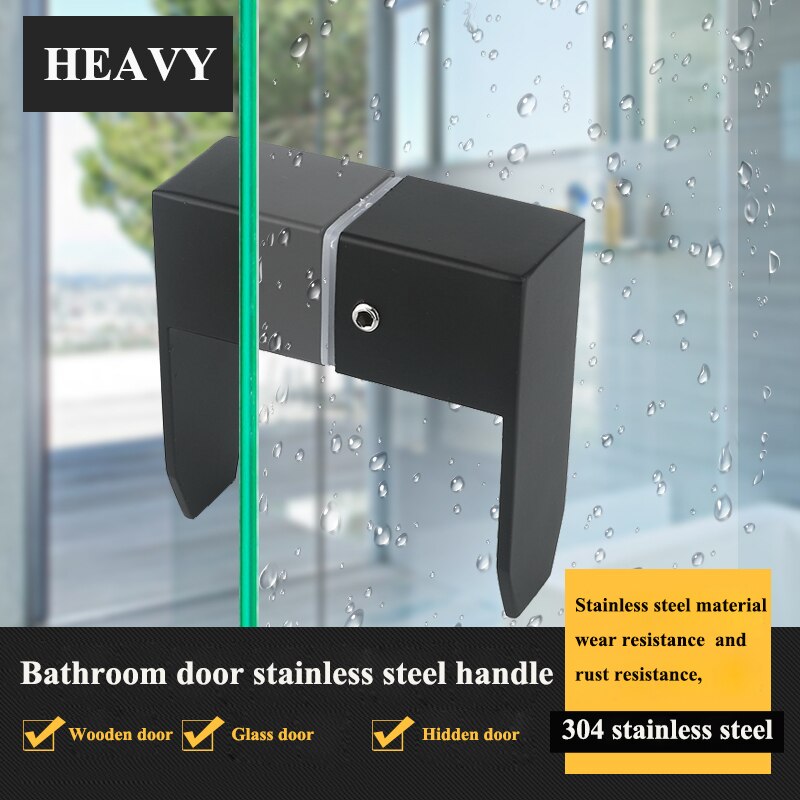 304 Stainless steel Shower Room Glass Door glass cabinet handle bathroom door single door handle door black