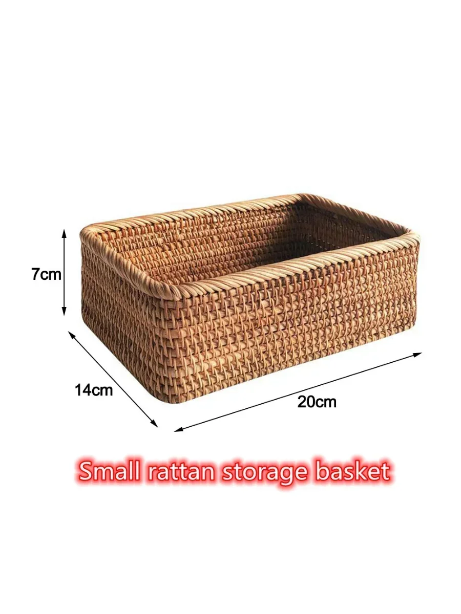 Handgeweven Rechthoekige Rotan Rieten Mand Fruit Thee Snack Brood Picknick Cosmetische Opbergdoos Keuken Benodigdheden Huishoudelijk Gereedschap: YELLOW