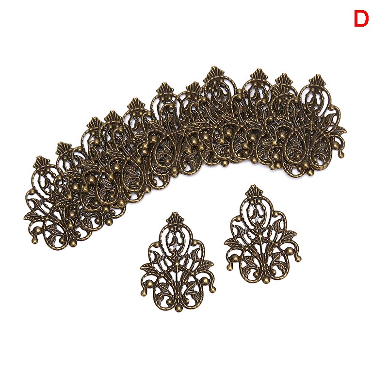 20pcs Filigree crafts Hollow Embellishments Findings Jewelry Accessories Bronze Tone ornaments 35mm: D / 36x48mm