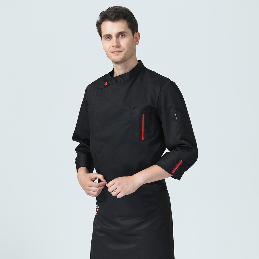 Unisex restaurante uniforme de cocina para Chef camisa transpirable manga larga chaqueta de Chef trabaja ropa para hombres al por mayor de servicio de alimentos de: tops only 1 / M