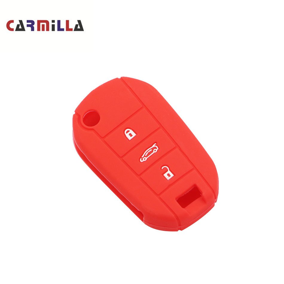Carmilla 3- knops siliconen autosleutel beschermhoesje voor peugeot accessoires