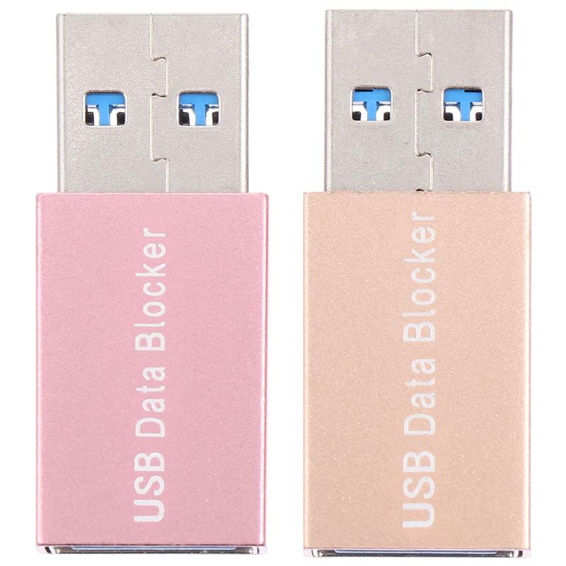 2 Stuks Usb Data Blocker Lading-Alleen Usb Jacking Preventie Adapter: pink rose gold