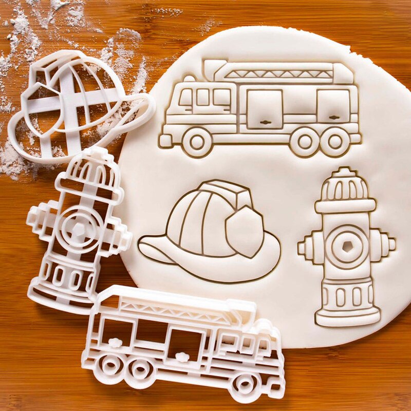Molde de ingeniería de dibujos animados para galletas, cortador de galletas, glaseado de Fondant, de Tractor, de mantequilla y camión de bomberos