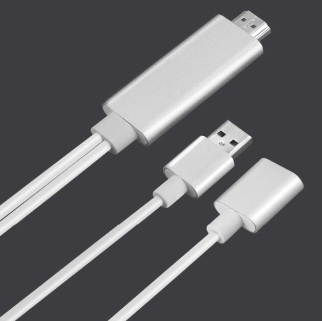 HDMI out Plug and Play HD Mirroring Cable Adapter USB 1080P Miracast Air Mirror Airplay for i Phone/ iPad Pro/Samsung: Silver