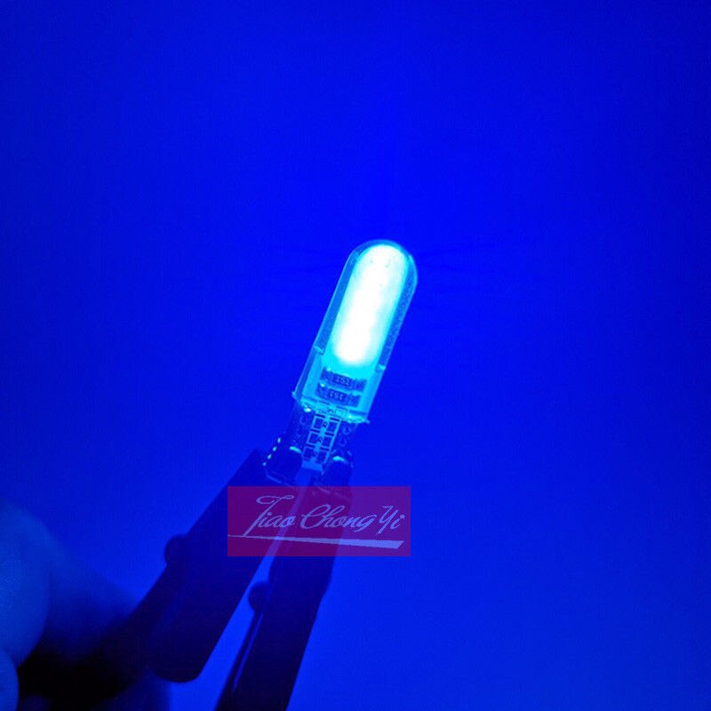 T10 W5W LED interior del coche luz COB de silicona auto lámpara de señal 12V 12V 194 de 501 bombilla de estacionamiento de cuña lateral para lada estilo de coche 1-10 Uds: Blue / 10PCS
