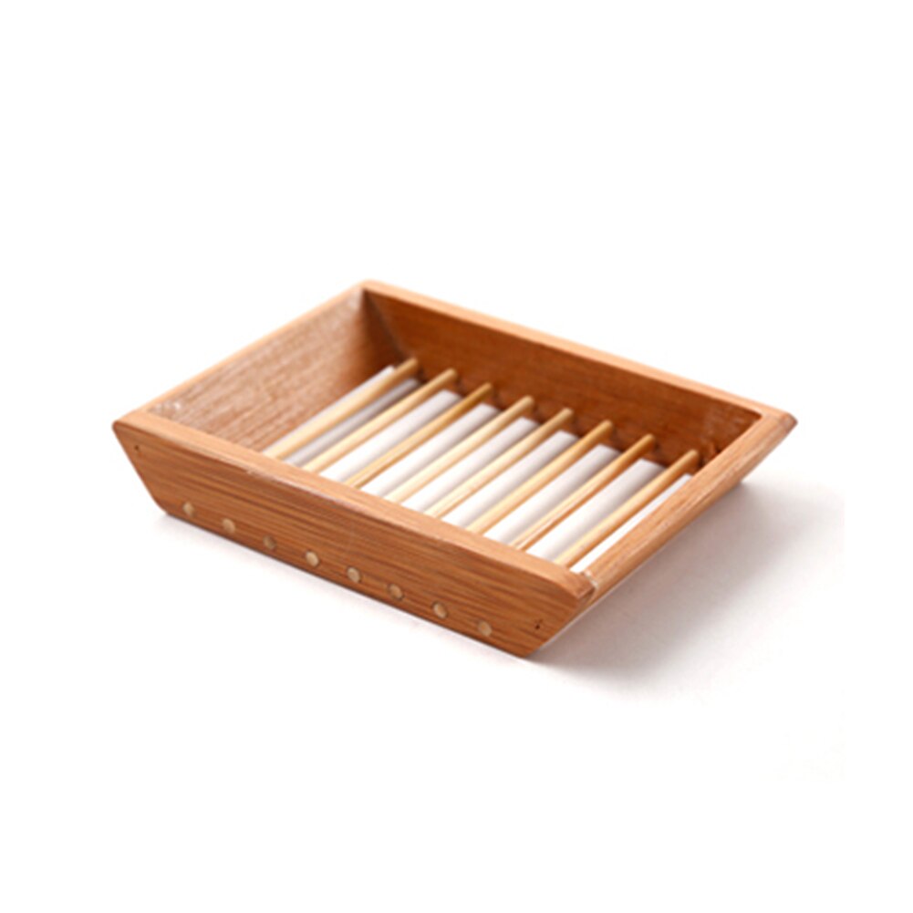 Jabonera de bambú con bandeja de madera para el baño, caja de almacenamiento portátil con plato Natural para jabón, suministros