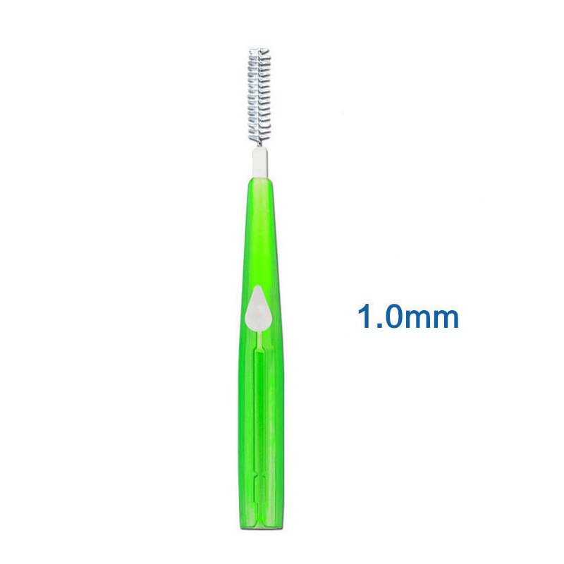 10 stk tand-mundhygiejne push-pull interdental børste voksne tandrensning tandtråd børste tandstikker 5 størrelse børstehoved tandpleje: Grøn -1.0mm