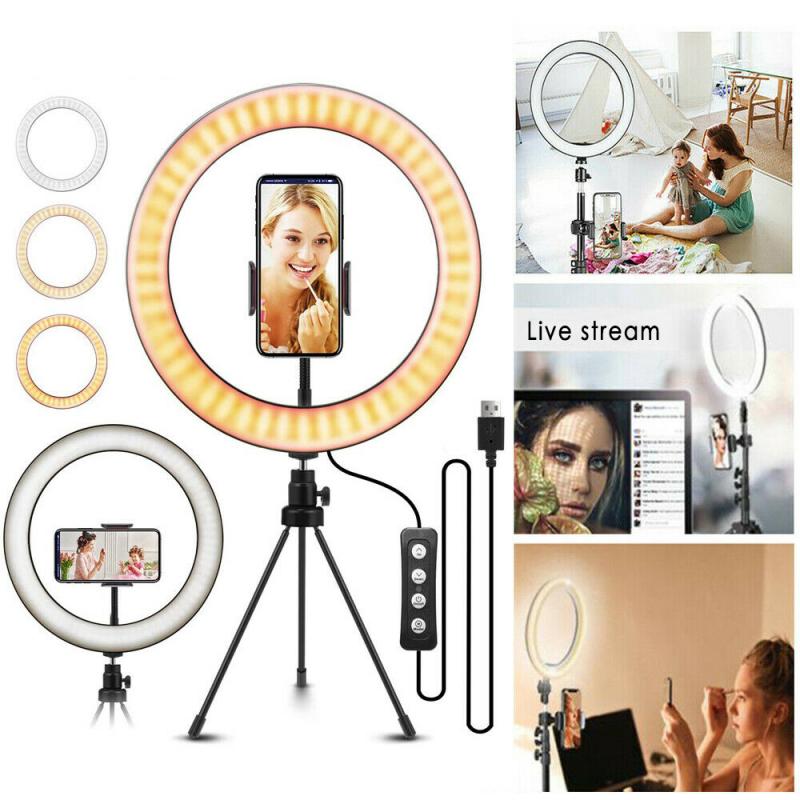 Anel de luz com suporte para câmera, 26cm, anel de luz para selfie, para iphone, tripé e suporte para celular para yyokbe material maquiagem ao vivo