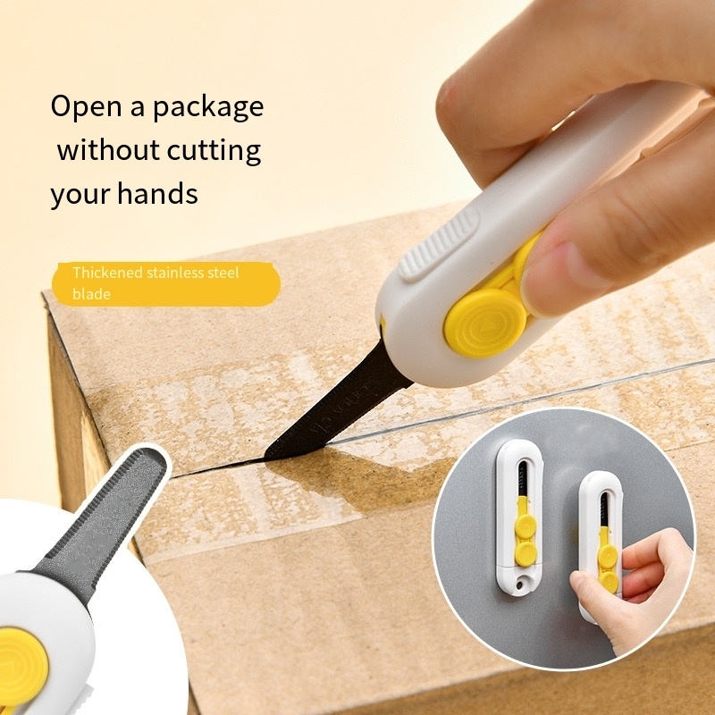 Magnetic Mini Box Cutter Portable Box Cutter Letter Opener And Paper Cutter Retractable Blade Durable ABS Material Box Cutters