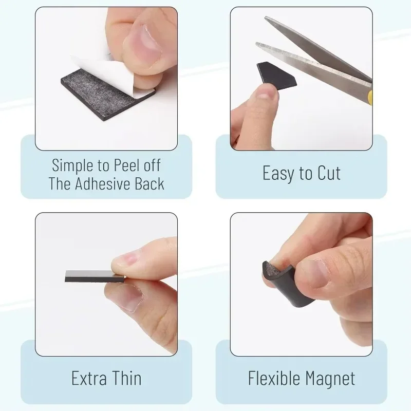 50/200PCS Self Adhesive Magnets Sheet Soft Flexible Magnetic Sticker for DIY Craft Refrigerator Whiteboard Office Photo Sticker