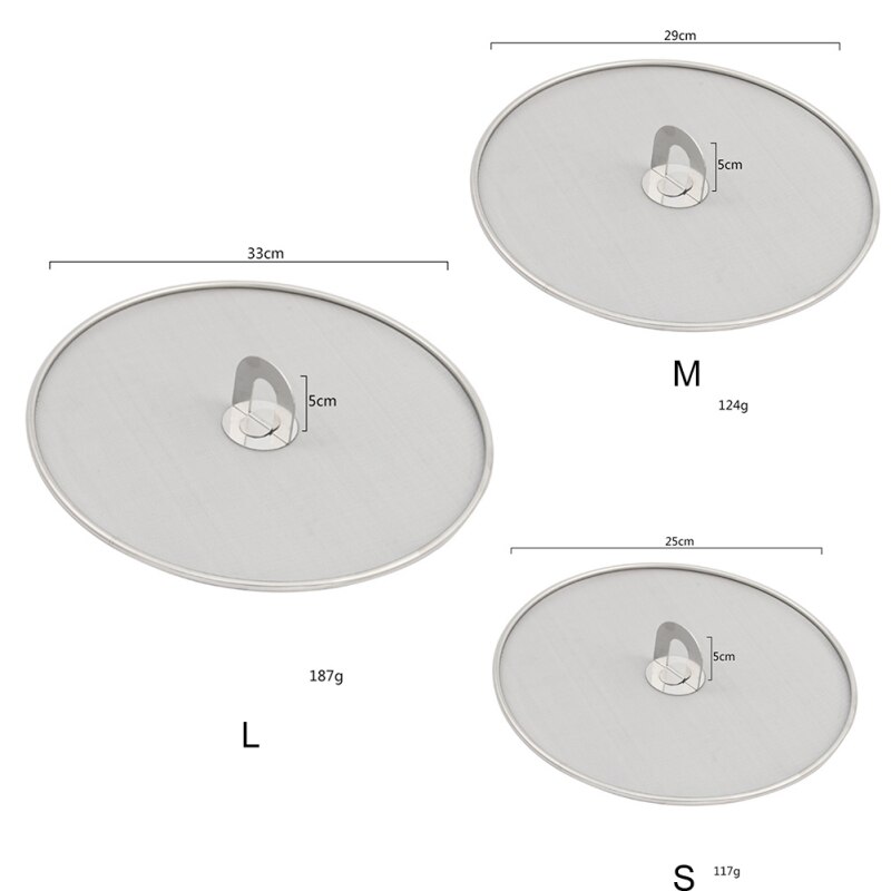 25/29/33 Cm Rvs Ploetert Screen Mesh Pot Deksel Deksel Zilver Olie Koekenpan Deksel Koken gereedschap Keuken Accessoires 1 Unit