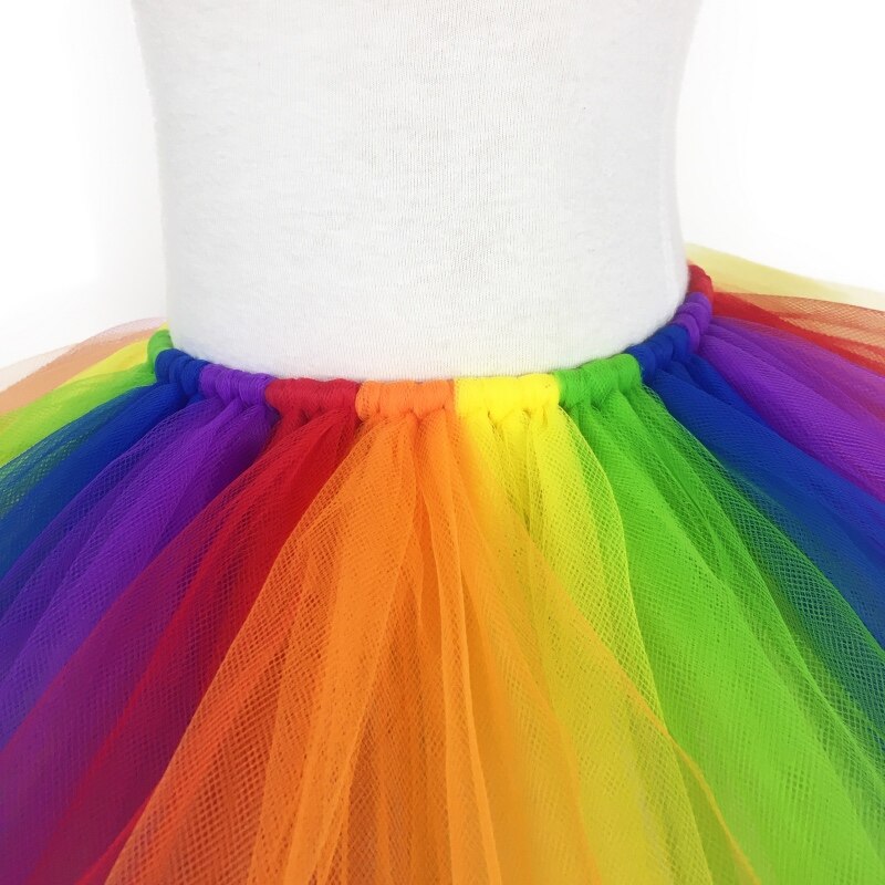 Girls Rainbow Tutu Skirt Baby Handmade Tulle Ballet Pettiskirts Tutus with Red Flower Hairbow Set Kids Party Costume Skirts