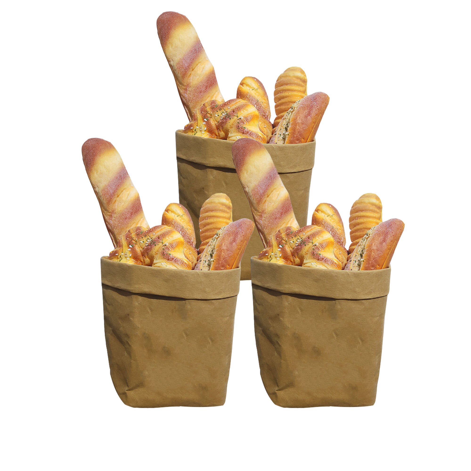 Reusable Produce Bags Kraft Paper, Washable Zero-waste fruit and vegetable organizer bags for refrigerator,Toy Grocery bag: MX3PCS