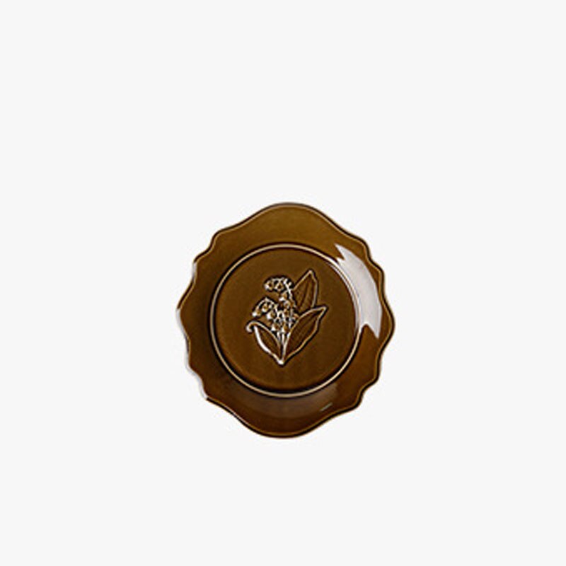 Retro Ceramic Plate Sets French Lily of The Valley Relief Dinner Set Plates and Dishes Western Restaurant Desktop Steak Dish: D-small