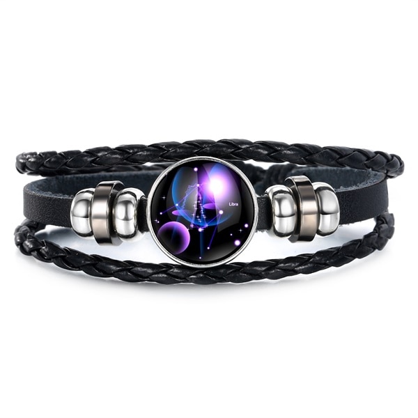 Ifmia 12 konstellationer læder stjernetegn med perler armbånd armbånd til mænd drenge smykker rejsetilbehør: 6