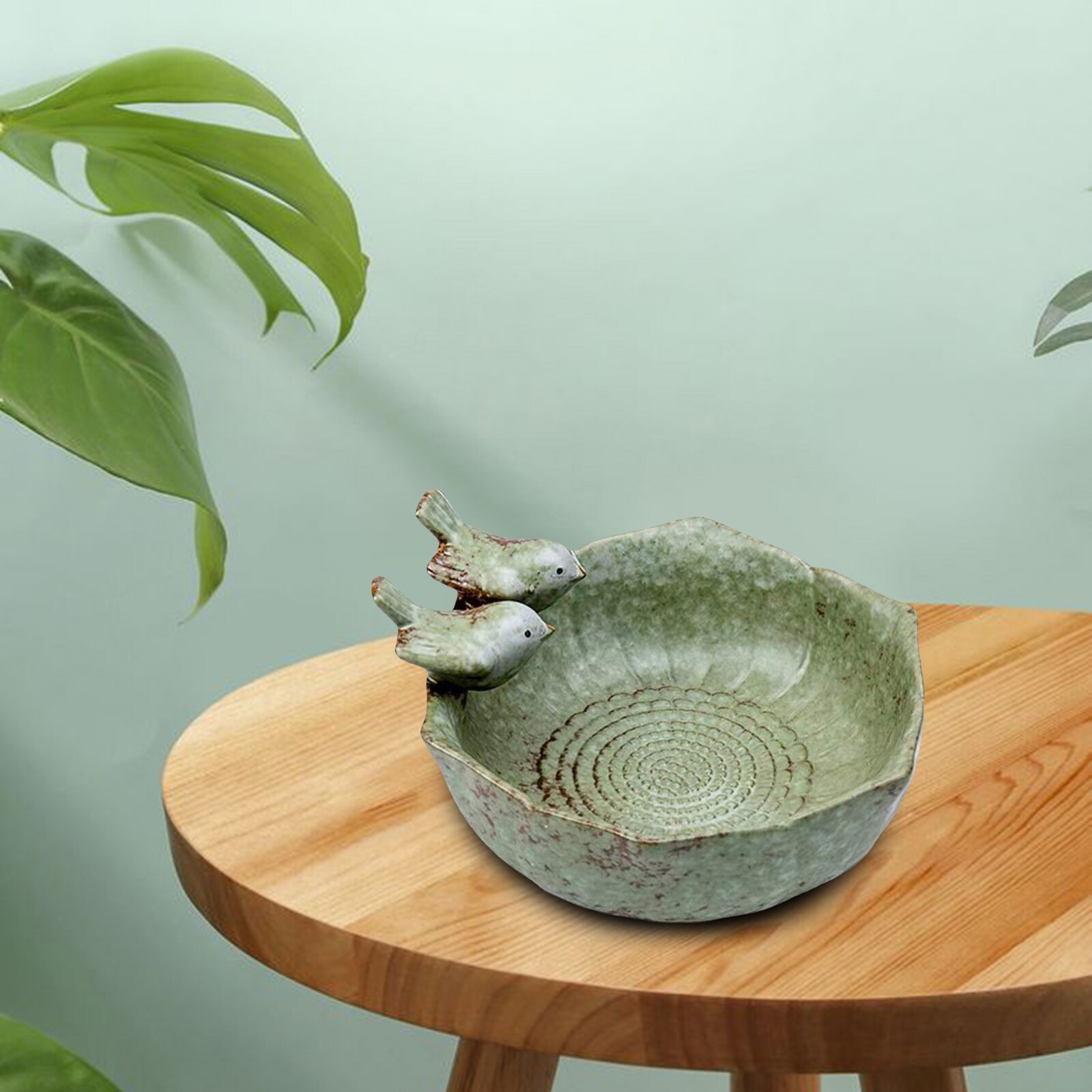Retro Bird Bath Garden Decor Bird Feeder Statue Succulent Flower Pot Fruit Plate Home Furnishing Outdoor Decor