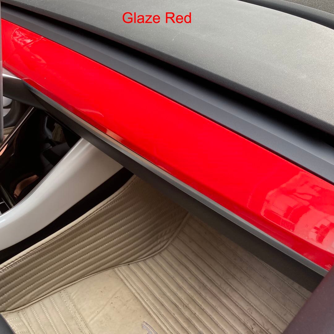 subsection frosting matte finish Carbon fiber decoration Dashboard For Tesla Model 3 Y Center control panel protective cover: Glaze Red