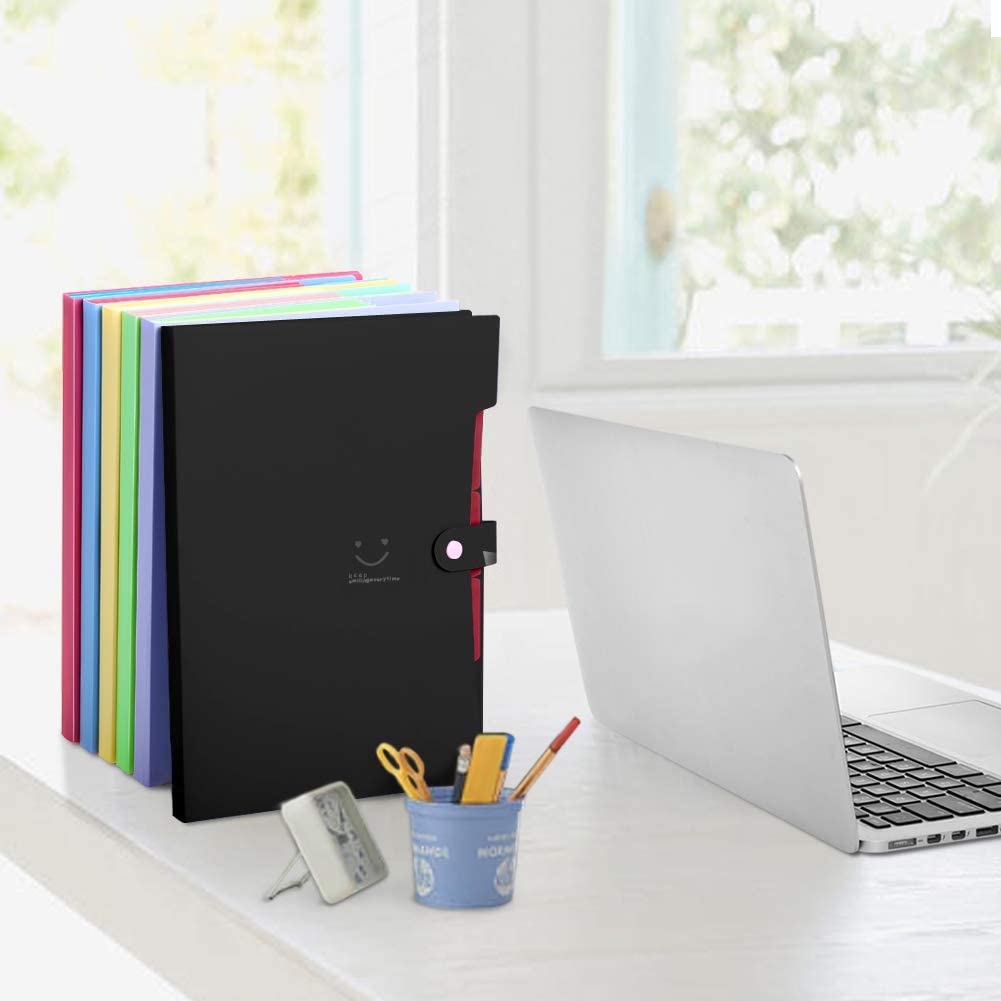 Expanding File Folders 5 Pockets Document Organizer A4 Letter Size Plastic File Folder with Labels Document Holder