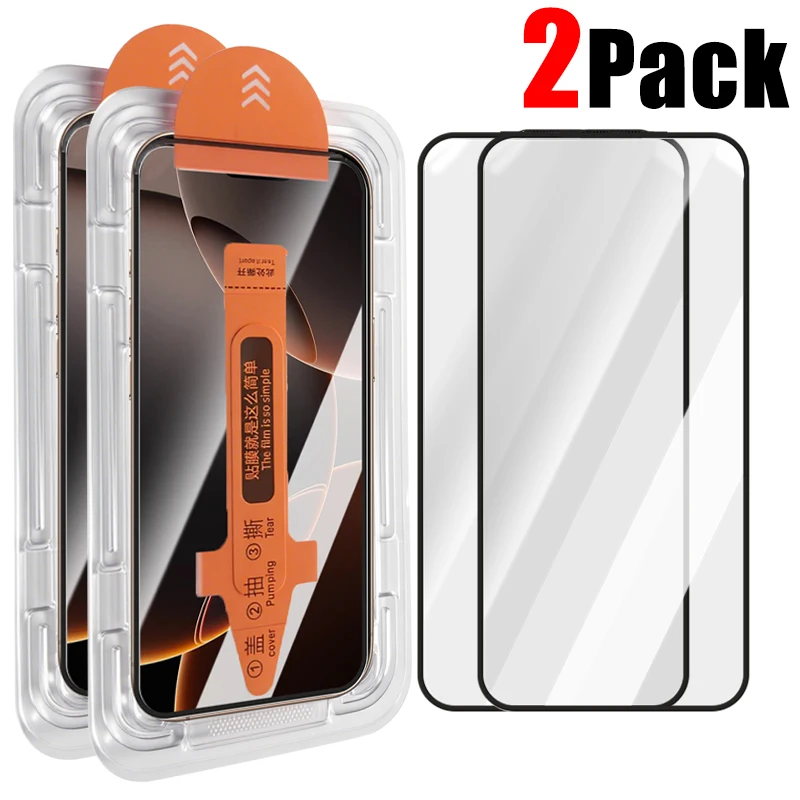 Ochraniacz ekranu robić iPhone'a 17 zawodowiec Max powietrze Łatwa instalacja Szkło hartowane Folia ochronna przeciw zarysowaniom robić iPhone'a 17zawodowiec Max: Różowe złoto / pakiet 1