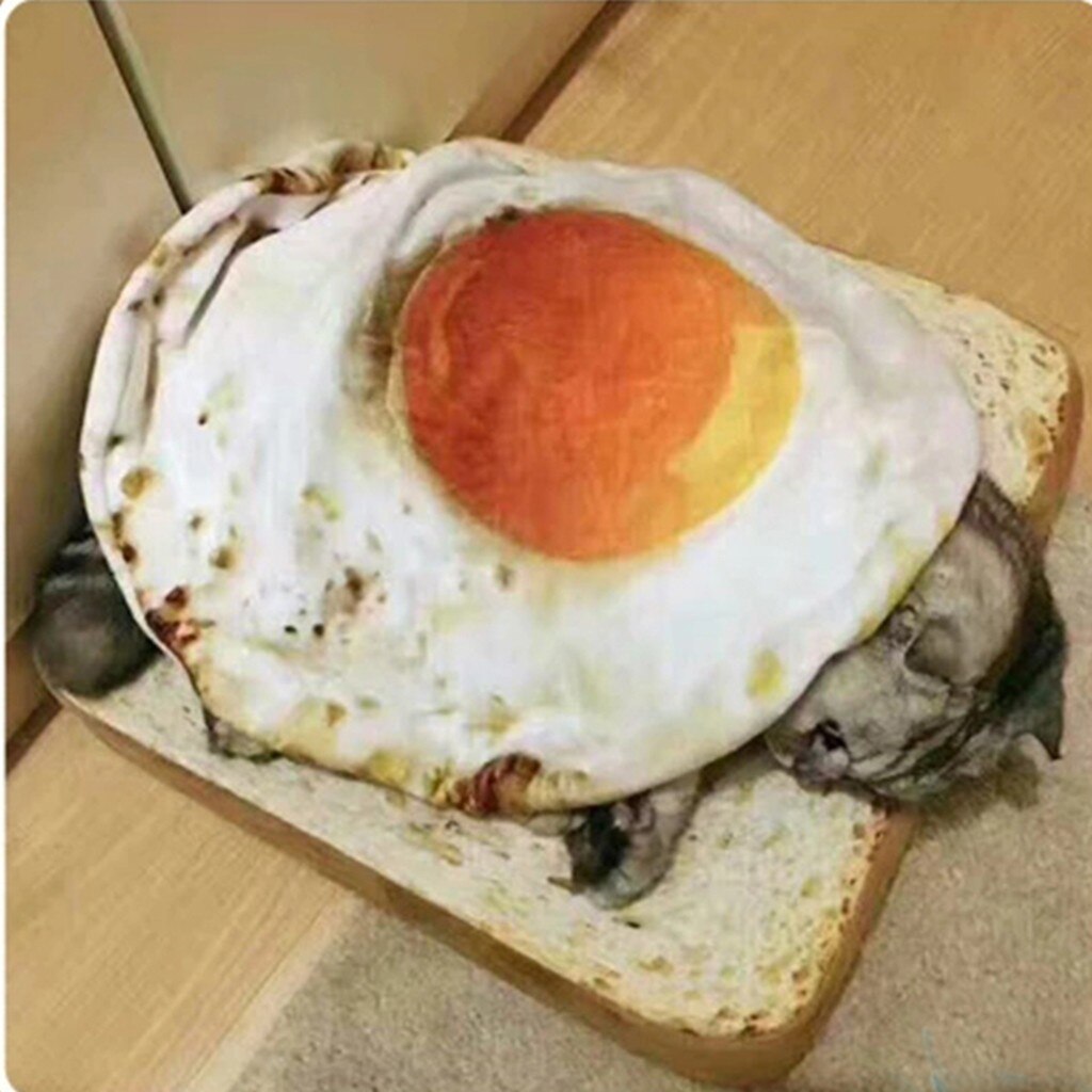 Pet Bed Dog Cat Mat Blanket Kennel Durable Soft Bread Poached Eggs Mats Four Seasons Durable Soft Toast Bread And Poached Eggs