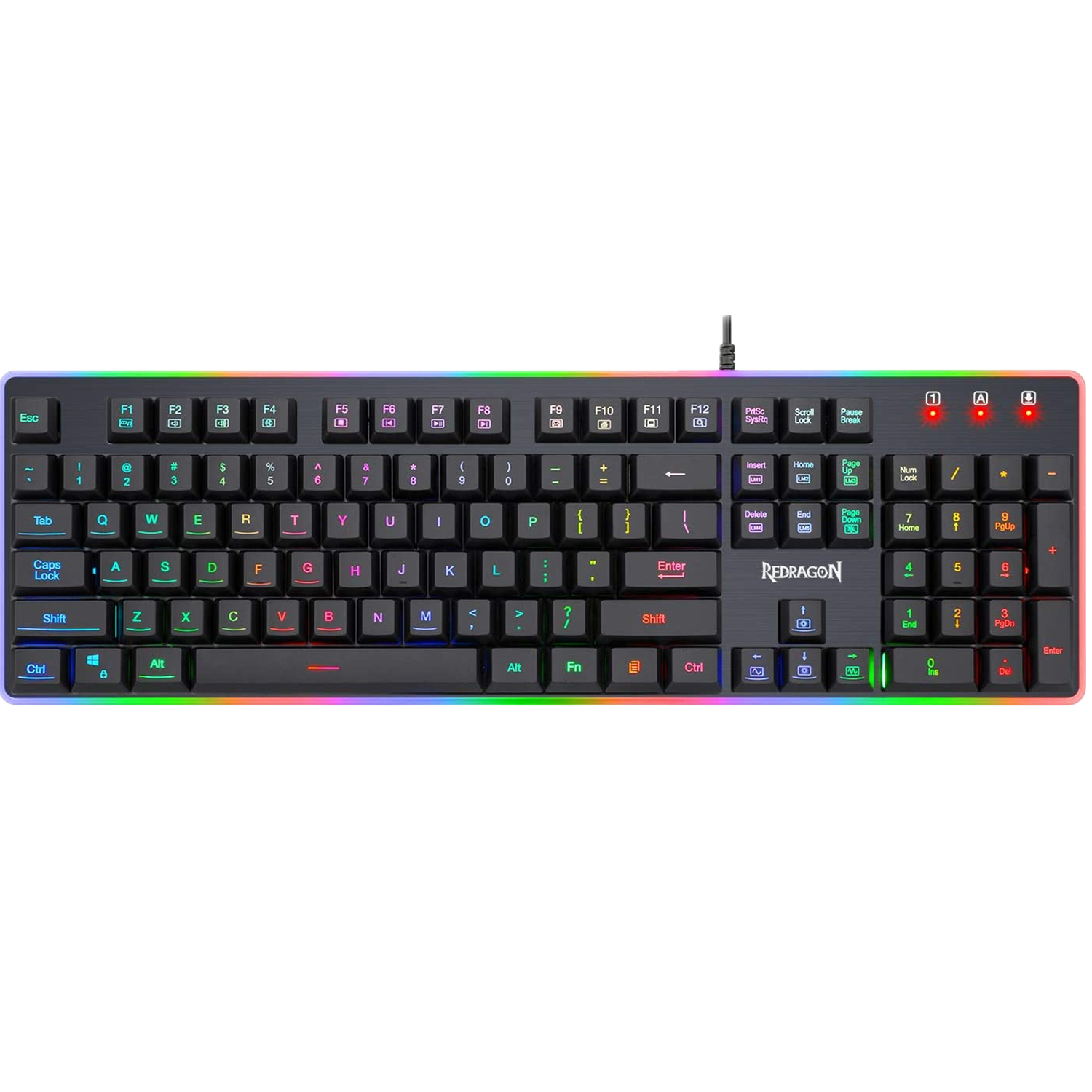 Redragon K509 RGB Gaming Keyboard RGB LED Backlit Illuminated 104 Key Silent Keyboard with Wrist Rest for Windows PC Games