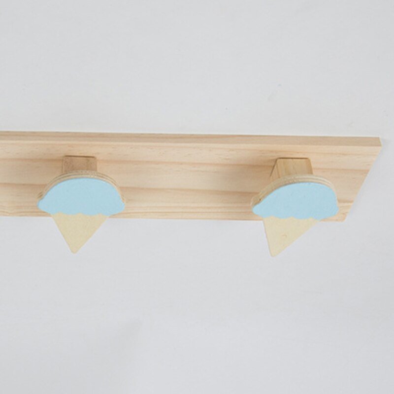 Children room Wall mounted Storage Rack Hanger with Multi hook Wooden Clothes Peg Cartoon shelf