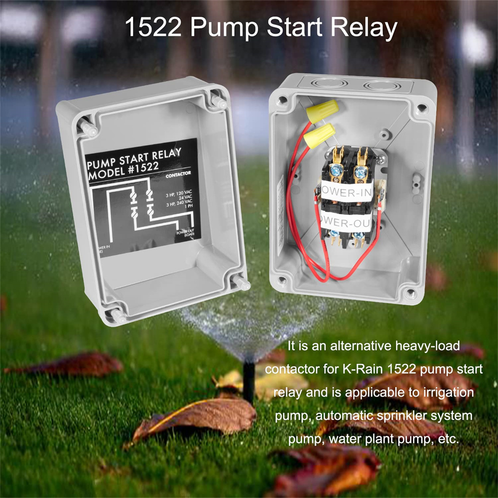 1522 Pump Start Relay for Irrigation Systems with Housing 3 HP / 110V / 220V 24V Coil for Garden Grass Sprinkler Sprinkler Pumps: Default Title