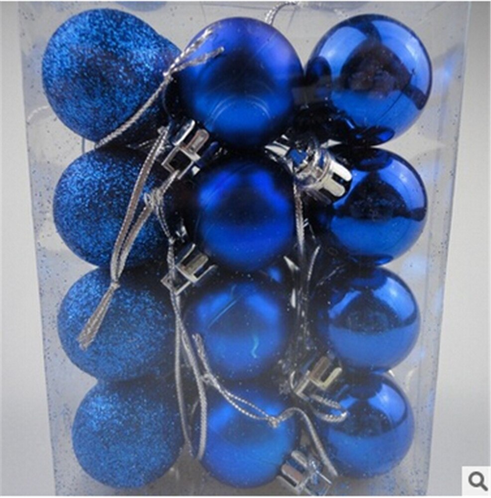 Nyeste 24 stk julekugler bøjle kugler juletræ hængende ornament festindretning 25mm: Blå