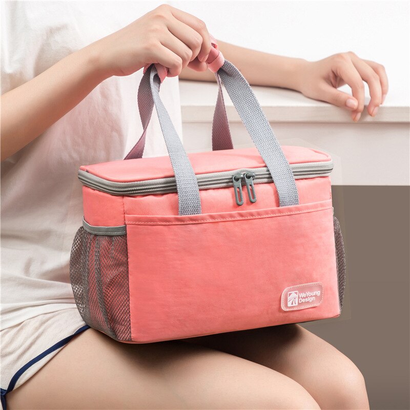 Weyoung Wasserdichte Thermo Lunch Bag Kühltasche Isoliert Dicht Lunch Box Bento Tasche für halten lebensmittel frisch: Pink