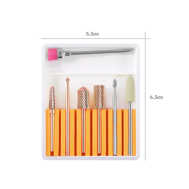 7PCS Ceramic Diamond Nail Drill Bits Set Milling Cutter Set Manicure Rotary Burr Clean Bits Electric Machine Accessory Nail File