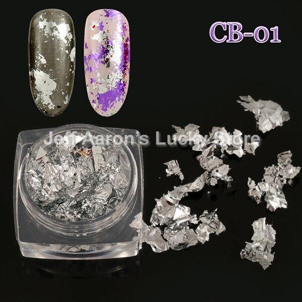 Glitter nagelfolie goud zilver decal pailletten platina papier metaal manicure nagelkunst decoratie benodigdheden gereedschap 10 kleuren beschikbaar: Cb01