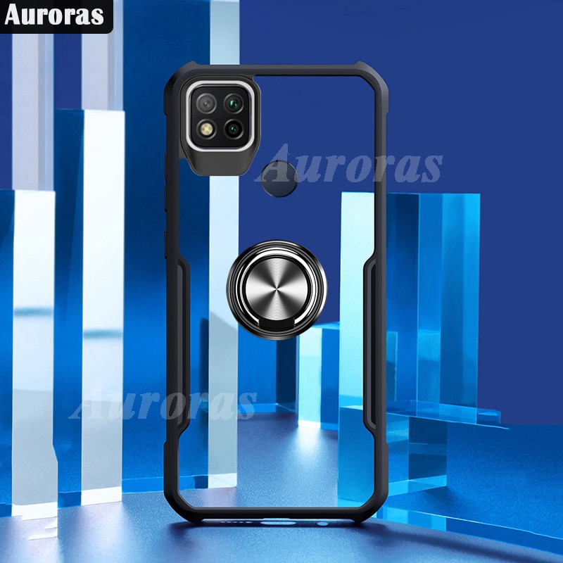 Auroras voor redmi 9c hoesje, anti-val airbag hoesje, schokbestendig, transparant met ring, zacht frame, hoesje voor xiaomi redmi 9c hoesje
