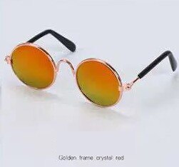 Gafas de sol redondas Estilo Vintage para gato, lentes reflectantes para perros pequeños, accesorios para mascotas, productos para mascotas: Crystal red