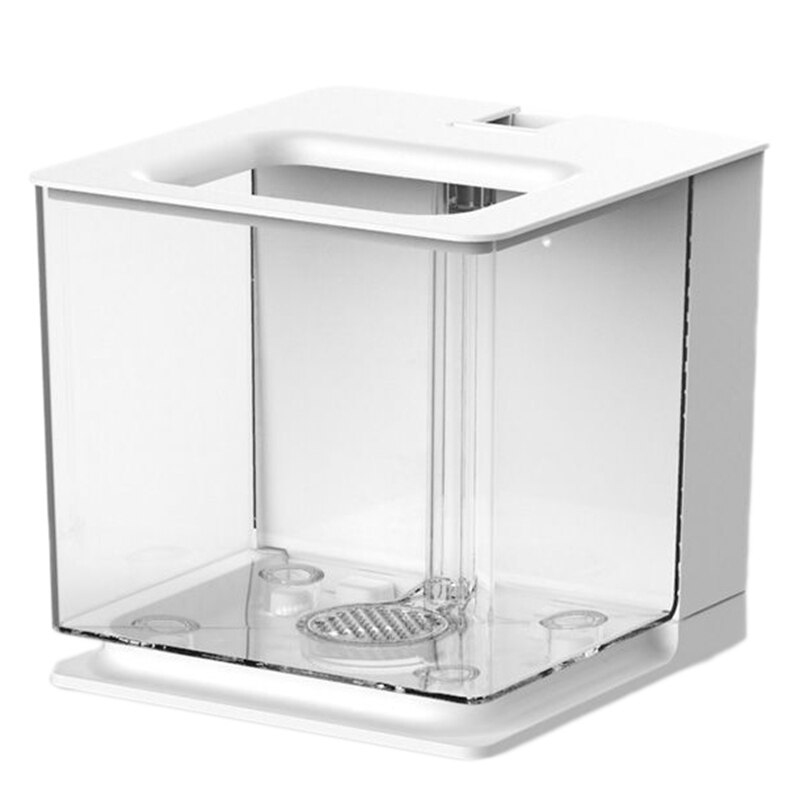 Betta Fish Tank Aquarium Fish Tank Easy to Change the Water Acrylic Plastic Self-Cleaning Small Fish Tank: White